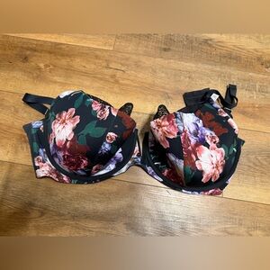 Cacique Black floral balconette bra with lace trim 44H